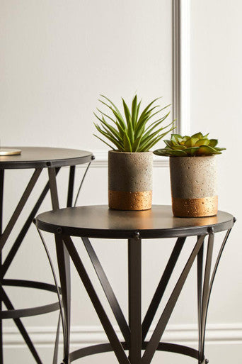 Avantis Set Of 2 Cross Design Black Side Tables Orsina
