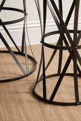 Avantis Set Of 2 Cross Design Black Side Tables Orsina