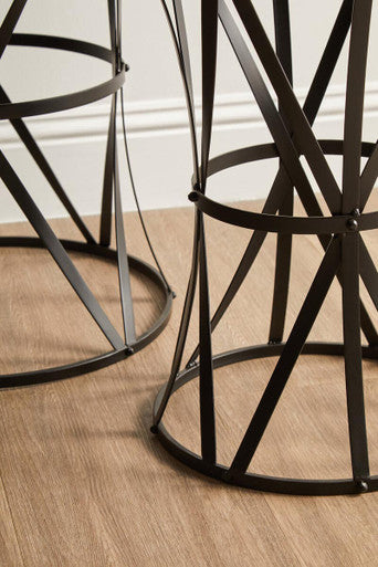 Avantis Set Of 2 Cross Design Black Side Tables Orsina