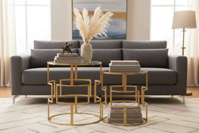 Avantis Set Of Two Gold Metal Round Side Tables Orsina