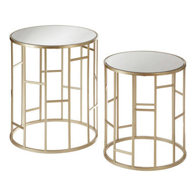 Avantis Set Of 2 Champagne Finish Round Side Tables Orsina
