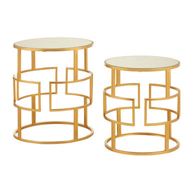 Avantis Set Of Two Gold Metal Round Side Tables Orsina
