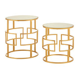 Avantis Set Of Two Gold Metal Round Side Tables Orsina