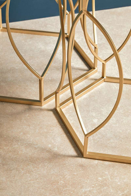 Avantis Set Of 2 Hexagon Champagne Finish Side Tables Orsina