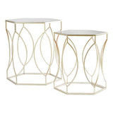 Avantis Set Of 2 Hexagon Champagne Finish Side Tables Orsina