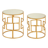 Avantis Set Of Two Gold Metal Round Side Tables Orsina