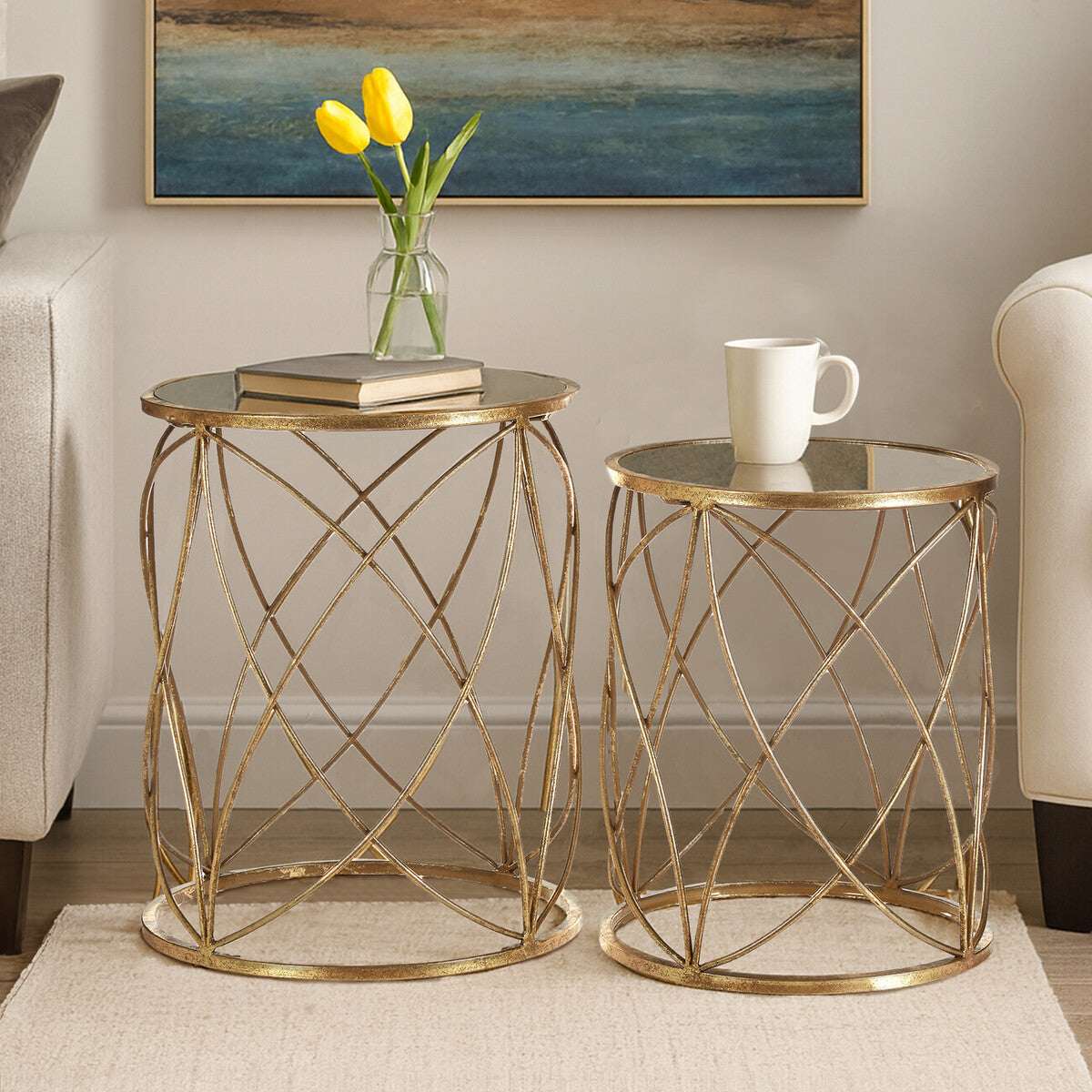 Arcana Set Of Two Round Side Tables Orsina