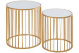Avantis Gold and Mirror Top Set of 2 Round Side Tables Orsina