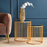 Avantis Gold and Mirror Top Set of 2 Round Side Tables Orsina