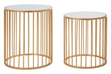 Avantis Gold and Mirror Top Set of 2 Round Side Tables Orsina