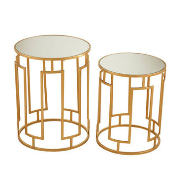 Avantis Set Of 2 Mirrored Top Round Side Tables Orsina