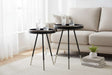 Modern Orsina Side Tables in Black with Glass Top and Thin Metal Legs, Ideal for Living Room Decor