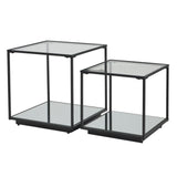 Modern Shades 4 Seasons Side Tables in Black Frame with Glass Top for Stylish Living Spaces
