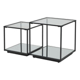 Shades 4 Seasons modern glass side tables with black metal frames for stylish living spaces