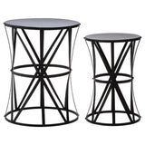 Avantis Set Of 2 Cross Design Black Side Tables Orsina