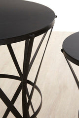 Avantis Set Of 2 Cross Design Black Side Tables Orsina