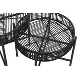 Orsina Black Wicker Side Tables with Circular Design and Elegant Lines for Modern Living Spaces