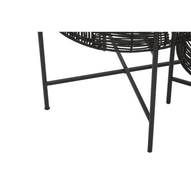 Orsina Black Metal Side Tables with Woven Design for Modern Living Spaces
