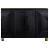 Modern wooden sideboard in black with geometric design and gold handles for stylish storage