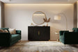 Stylish black geometric sideboard from Shades 4 Seasons in a modern living room setting