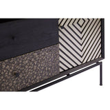 Orsina Sideboard with Geometric Patterned Drawers and Metal Base for Modern Interiors