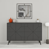Decortie modern sideboard in dark grey with geometric design and stylish decor elements