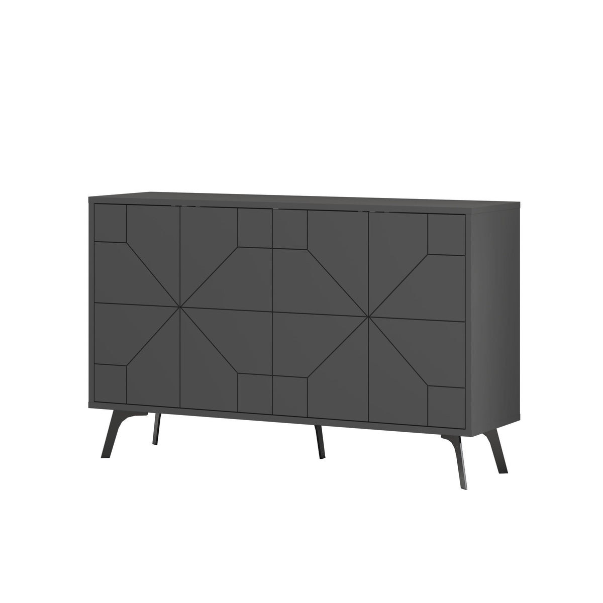 Decortie modern sideboard in dark grey with geometric design and sleek legs for stylish storage