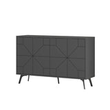 Decortie modern sideboard in dark grey with geometric design and sleek legs for stylish storage