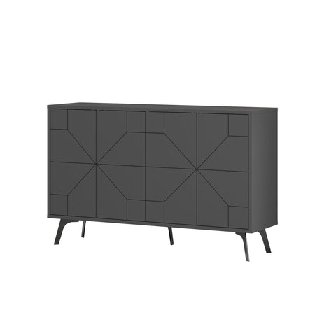 Decortie modern sideboard in dark grey with geometric design and sleek legs for stylish storage