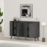 Decortie sideboard in sleek black with geometric design and spacious storage compartments