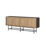 Decortie Console Unit in Natural Wood Finish with Geometric Design and Metal Legs
