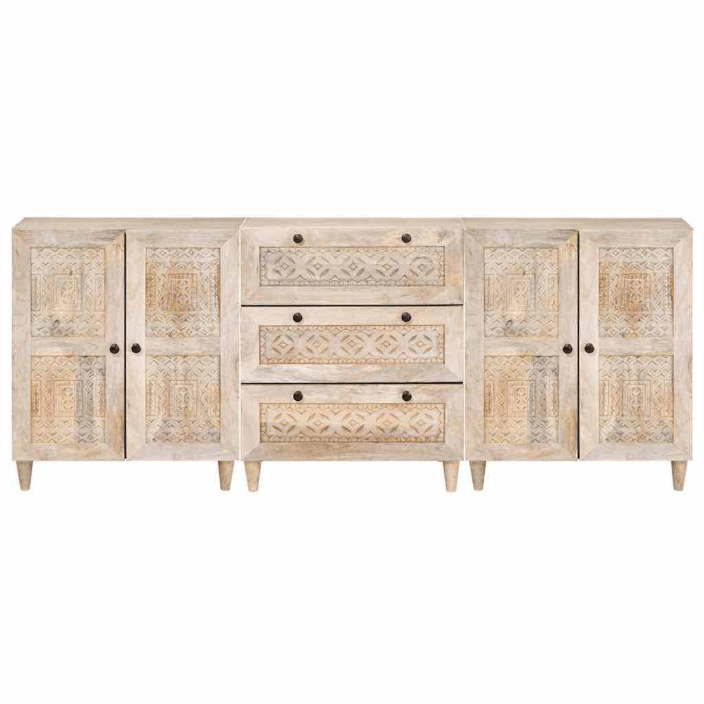vidaXL Sideboard 3 pcs White 60 x 33 x 75 cm Solid mango wood vidaXL