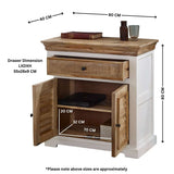 Verty Furniture Sideboard with Rustic Wood Top and Storage Drawer for Living Room Organisation