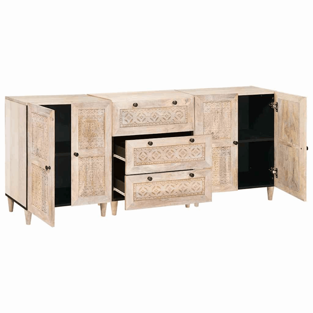 vidaXL Sideboard 3 pcs White 60 x 33 x 75 cm Solid mango wood vidaXL