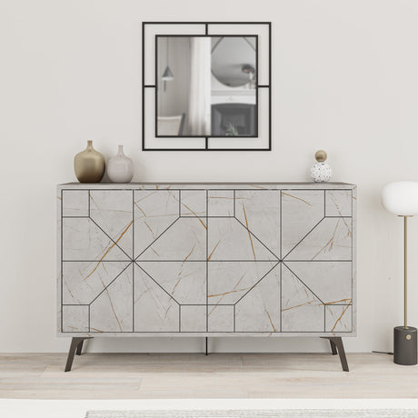 Decortie stylish sideboard with geometric design and gold accents, perfect for modern interiors