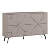 Decortie stylish sideboard in light grey with geometric design and slim black legs for modern interiors