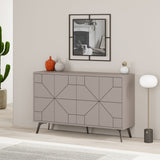 Modern Decortie sideboard in grey with geometric design and four drawers for stylish storage