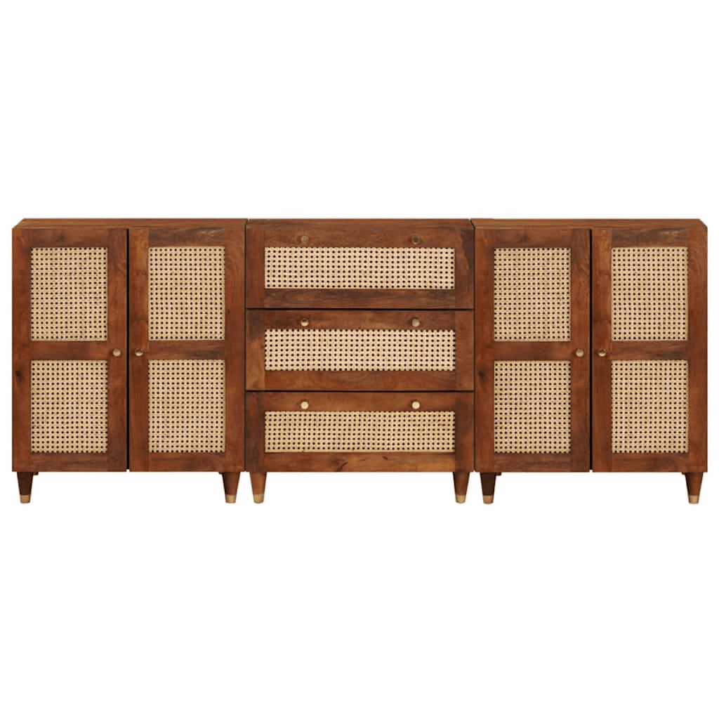 Sideboard Set 3 pcs Brown 180 x 33 x 75 cm Solid Mango wood vidaXL