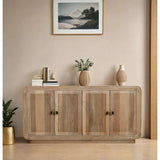 Verty Furniture Sideboard with Ribbed Design and Natural Wood Finish for Modern Interiors