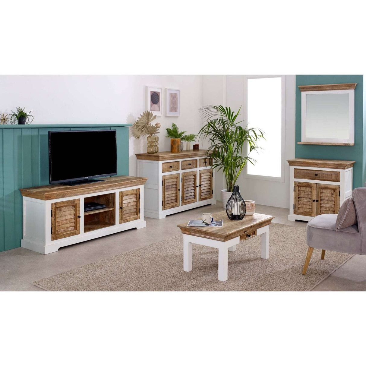 Verty Furniture stylish sideboard with wooden top and storage for modern living spaces