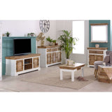 Verty Furniture wooden sideboard with glass doors and rustic design for stylish living room organisation