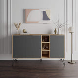 Stylish Decortie sideboard with grey doors and open shelving in a modern living space