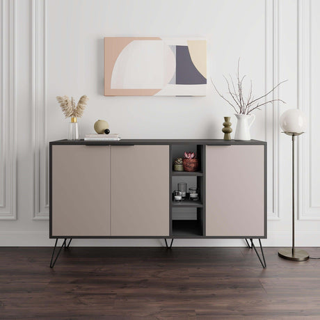 Modern Decortie sideboard in grey with sleek design and open shelf for stylish storage