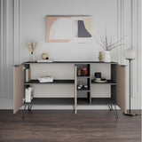 Modern Decortie sideboard in neutral tones with spacious shelves and stylish legs for contemporary decor