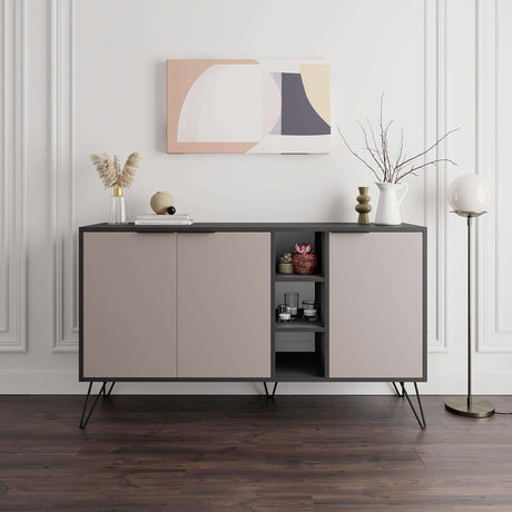 Decortie stylish sideboard in grey with sleek design and open shelving for modern interiors