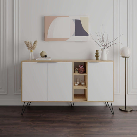 Stylish Decortie sideboard in modern design with sleek doors and open shelves for storage