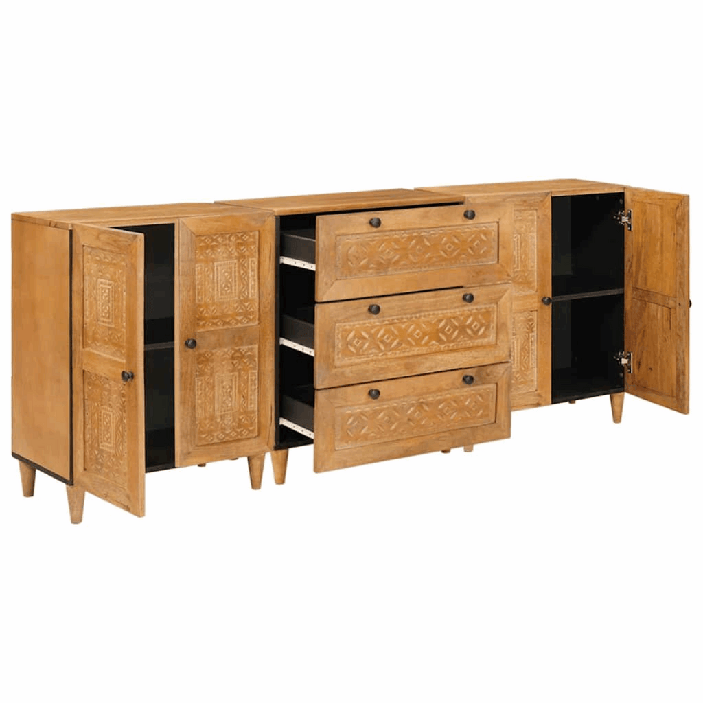 vidaXL Sideboard 3 pcs Brown 60 x 33 x 75 cm Solid mango wood vidaXL