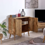Verty Furniture rustic sideboard in natural wood finish with two doors and spacious interior storage