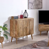 Verty Furniture Sideboard with Geometric Pattern and Natural Wood Finish for Modern Living Spaces