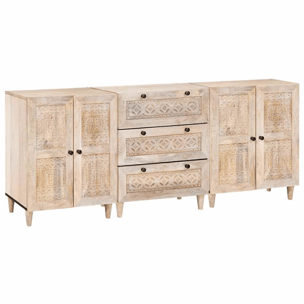 vidaXL Sideboard 3 pcs White 60 x 33 x 75 cm Solid mango wood vidaXL